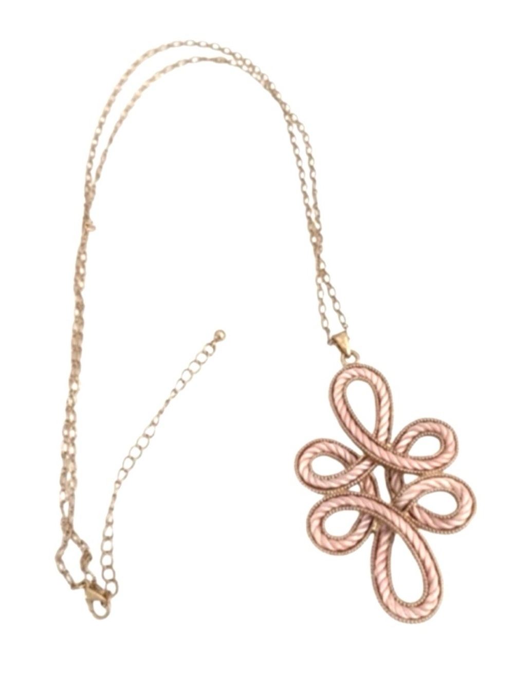 Infinity Celtic Love Knot Necklace Reversible Pendant Filigree Pink Gold